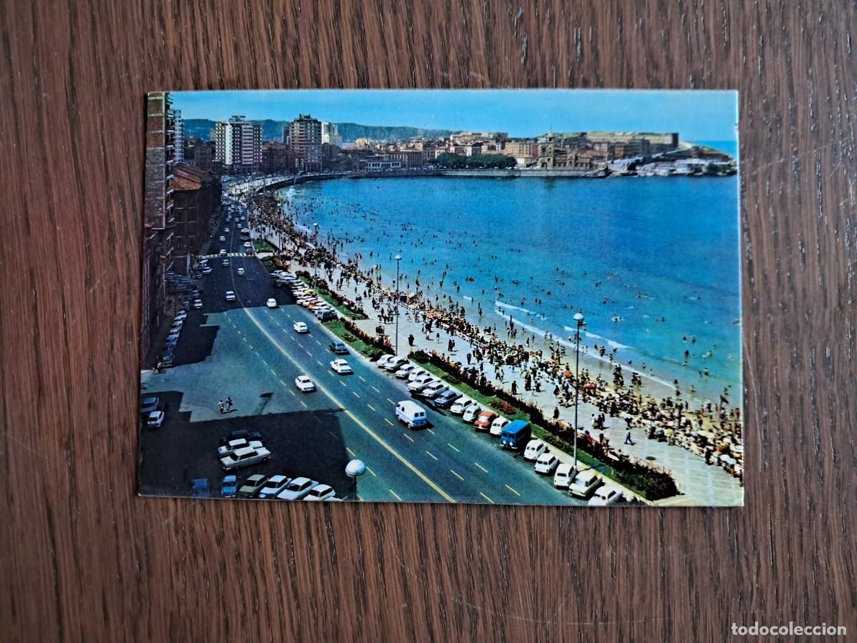 Radios antiguas: postal QSL radioaficionados, playa San Lorenzo, Gij&oacute;n. a&ntilde;o 1974.