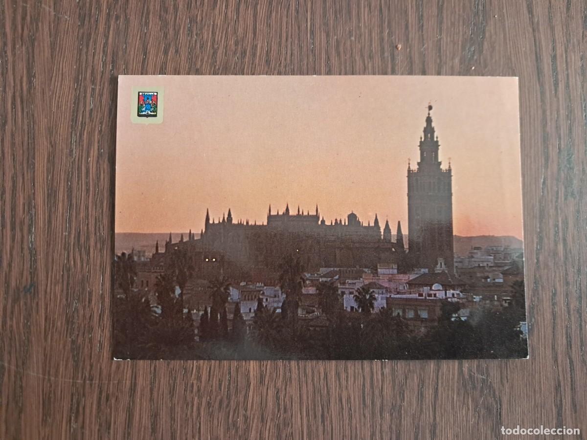 Radios antiguas: postal QSL radioaficionados, atardecer en Sevilla, a&ntilde;os 70.