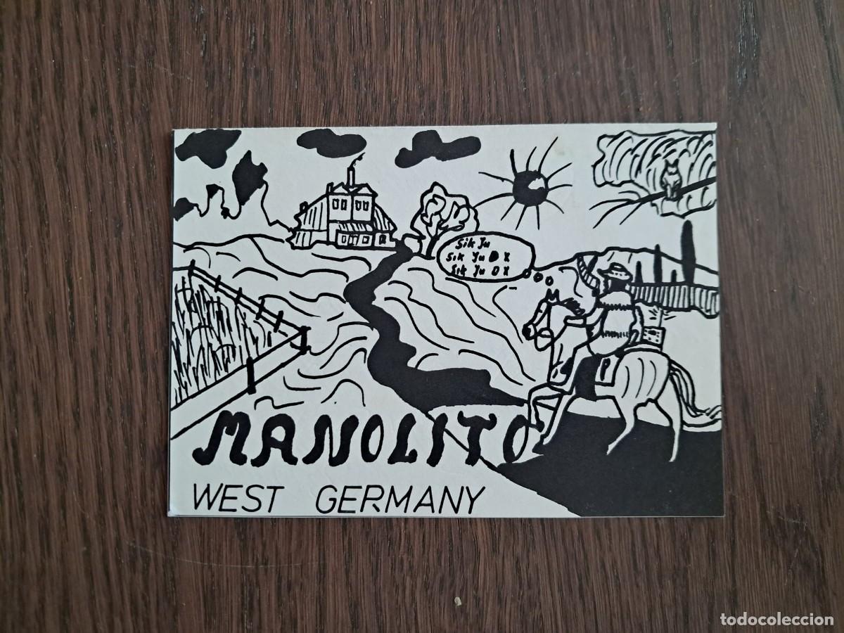 Radios antiguas: tarejta postal QSL radioaficionados, Manolito, west Germany, a&ntilde;o 1975.