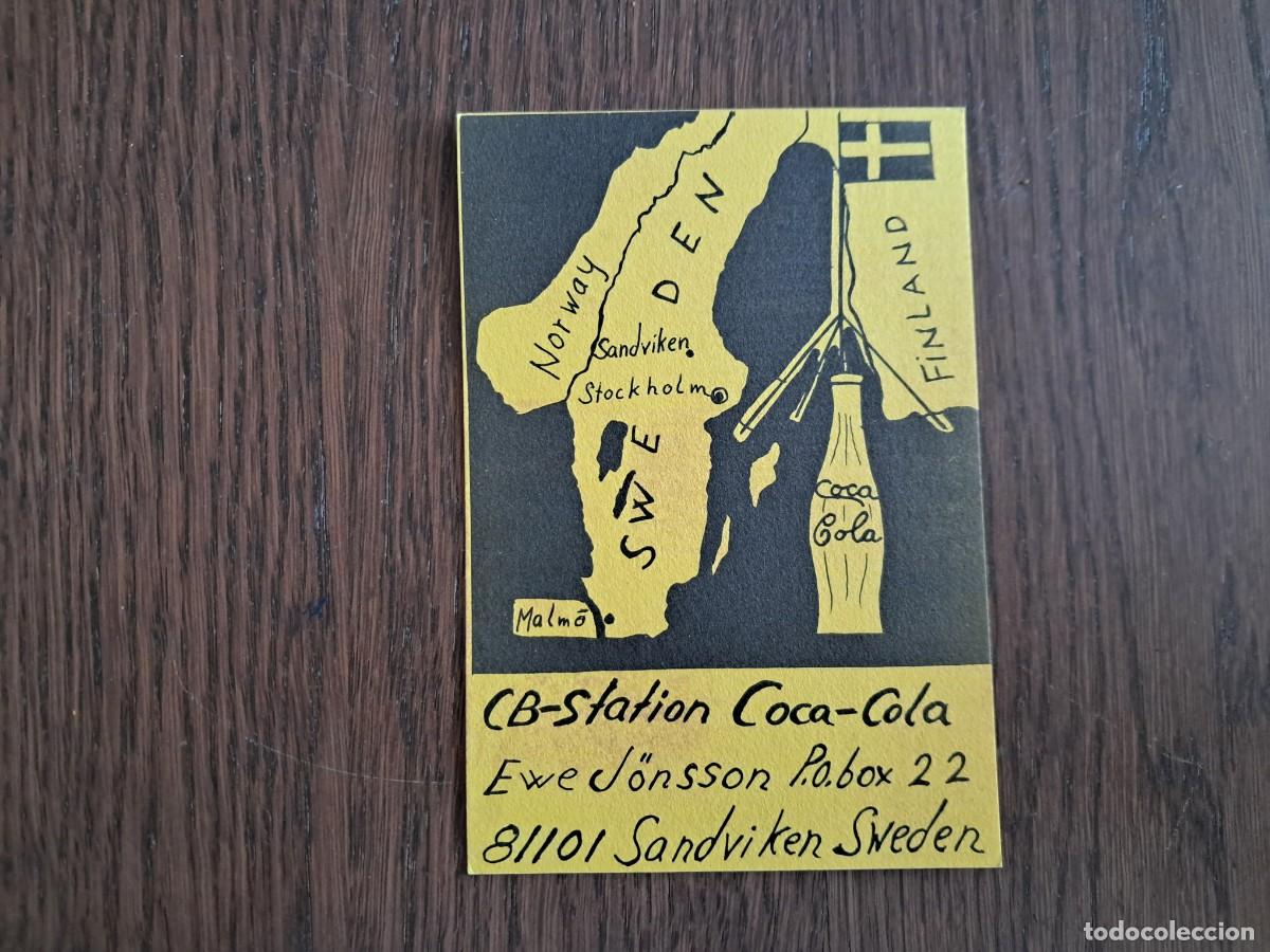 Radios antiguas: tarejta postal QSL radioaficionados, CB station Coca cola, Sandviken, Suecia, a&ntilde;o 1974.