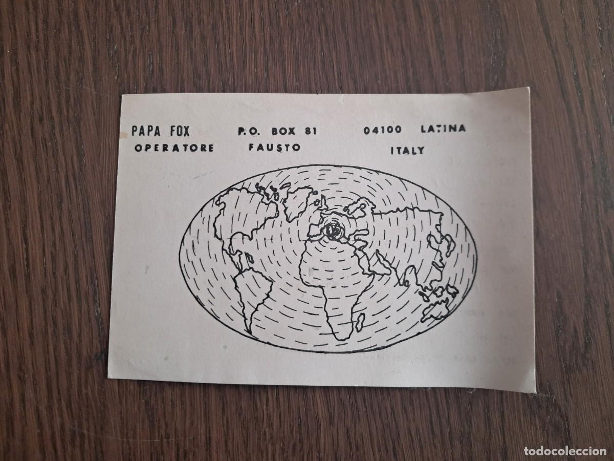 Radios antiguas: tarjeta postal QSL radioaficionados, Papa fox, CB station Fausto, Italia, a&ntilde;o 1975.