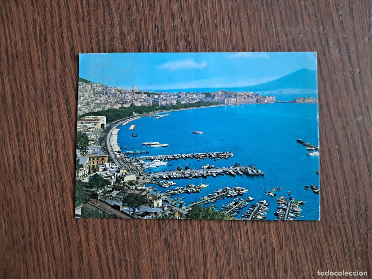 Radios antiguas: postal QSL radioaficionados, vista panor&aacute;mica de N&aacute;poles, Italia, a&ntilde;o 1974.