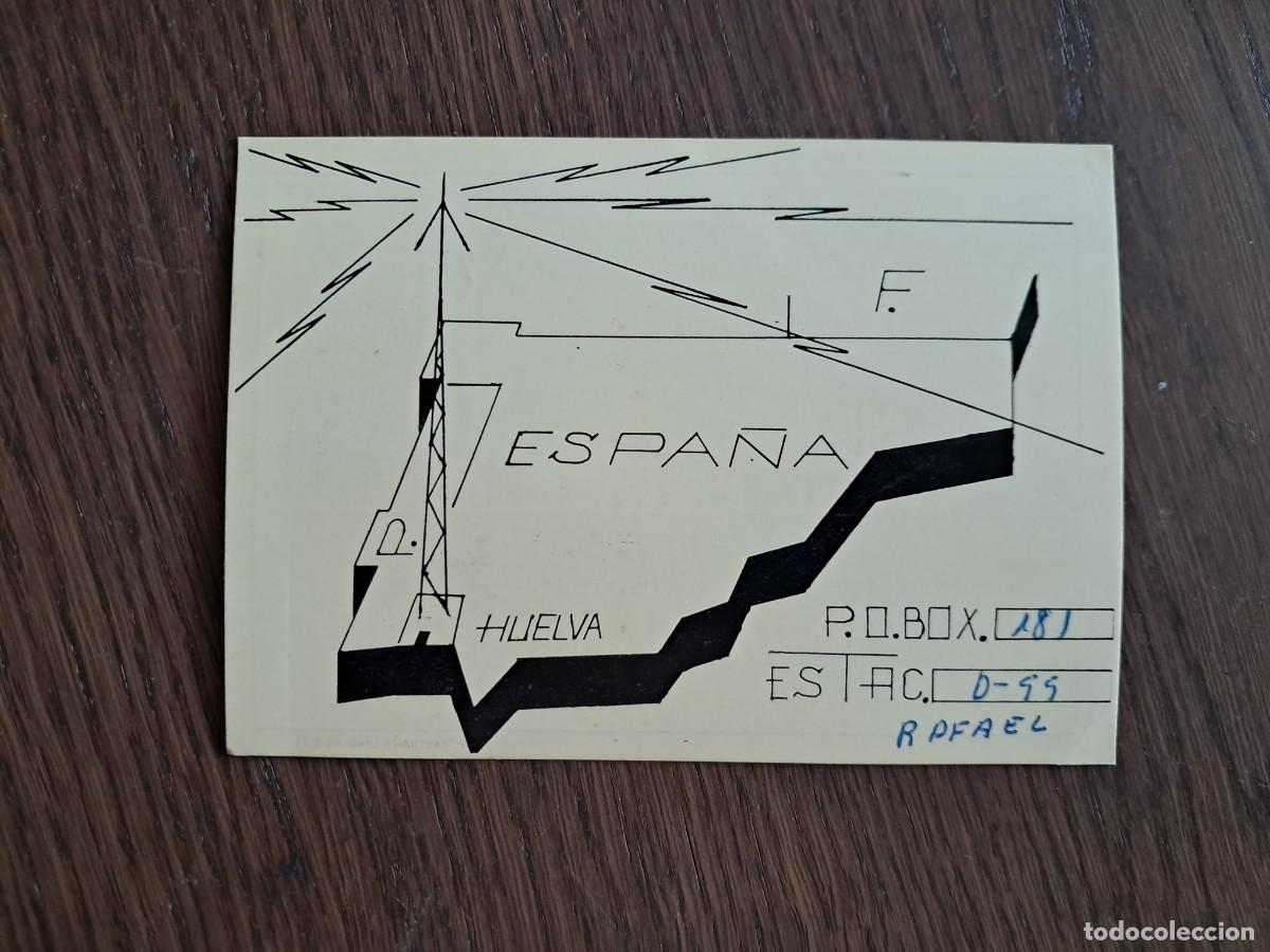 Radios antiguas: tarjeta postal QSL radioaficionados, estaci&oacute;n Huelva, Costa de la luz, a&ntilde;os 70.