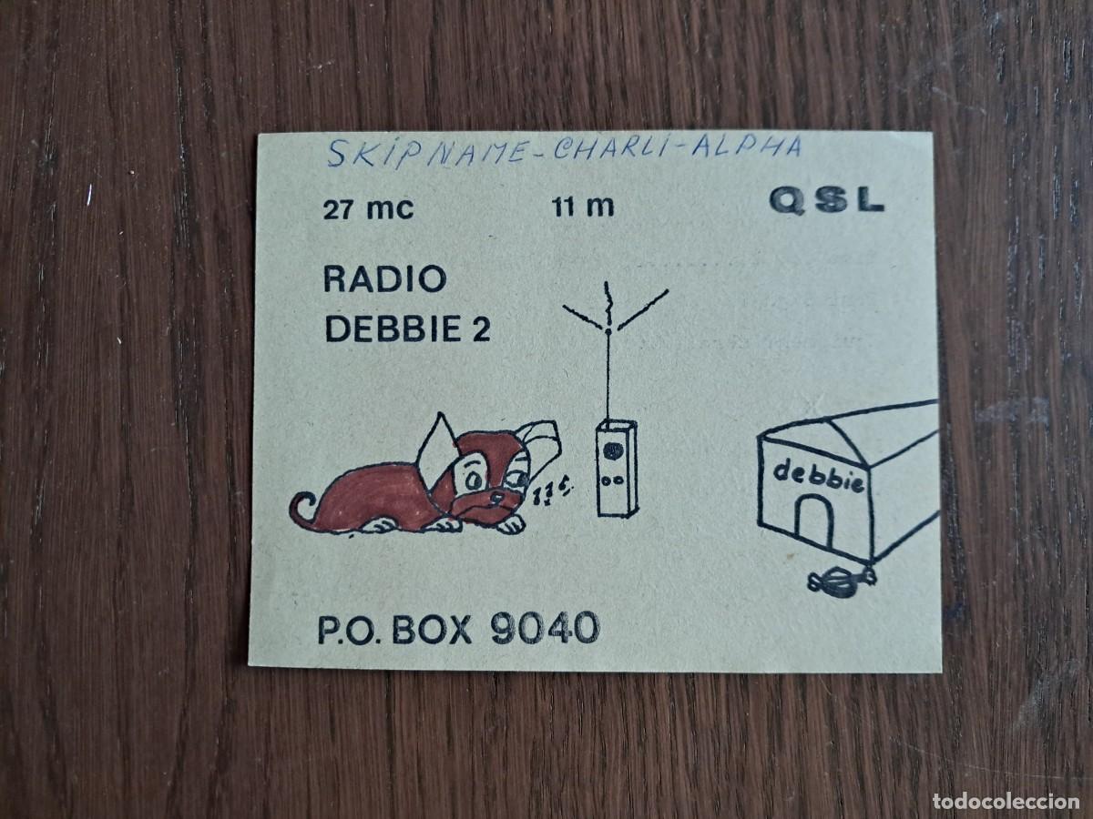 Radios antiguas: tarjeta postal QSL radioaficionados, radio Debbie2, Eindhoven, a&ntilde;os 70.