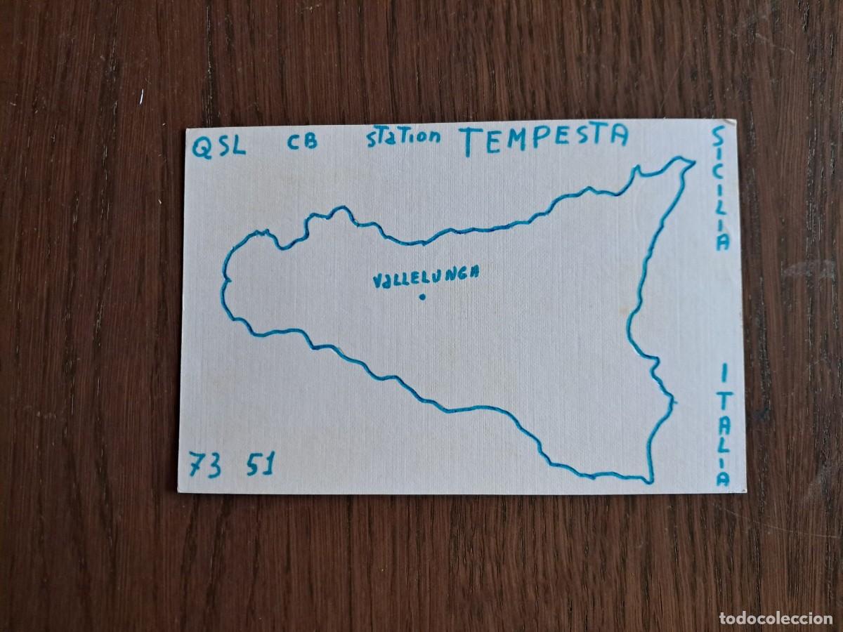 Radios antiguas: tarjeta postal QSL radioaficionados, CB station tempesta, Sicilia, a&ntilde;o 1975.