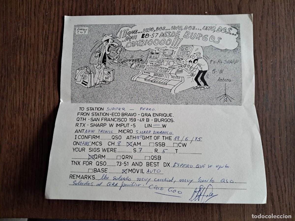 Radios Anciennes: tarjeta postal QSL radioaficionados, Eco Bravo, QRA Enrique, Burgos, a&ntilde;o 1975.