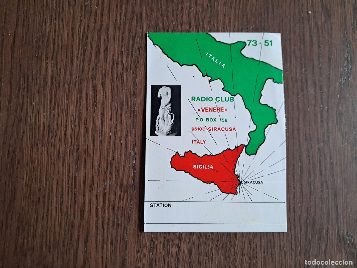 Radios Anciennes: tarjeta postal QSL radioaficionados, Radio club Venere, Siracusa, Italia, a&ntilde;o 1975.