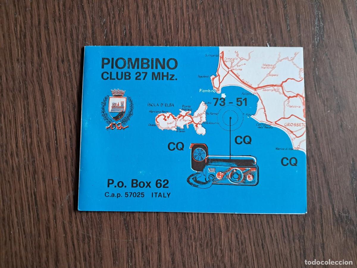 Radios Anciennes: tarjeta postal QSL radioaficionados, Piombino, Italia, a&ntilde;o 1975.