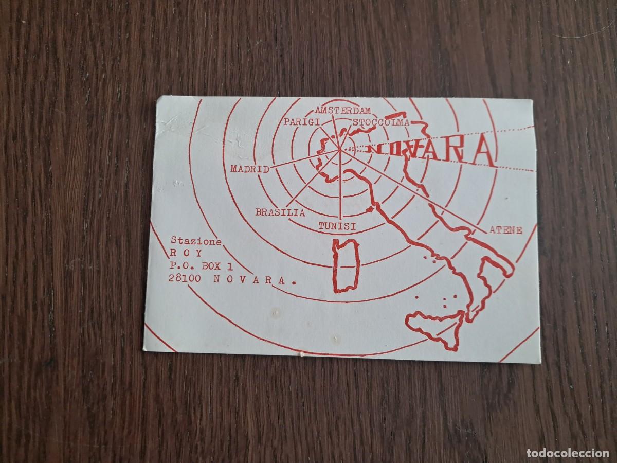 Radios Anciennes: tarjeta postal QSL radioaficionados, stazione Roy, Novara, Italia, a&ntilde;o 1974.