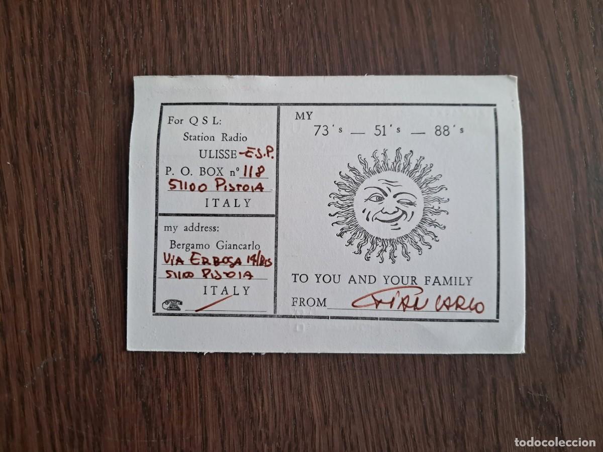 Radios Anciennes: tarjeta postal QSL radioaficionados, CB station radio Ulisse. Pistoia, Italia, a&ntilde;o 1974.