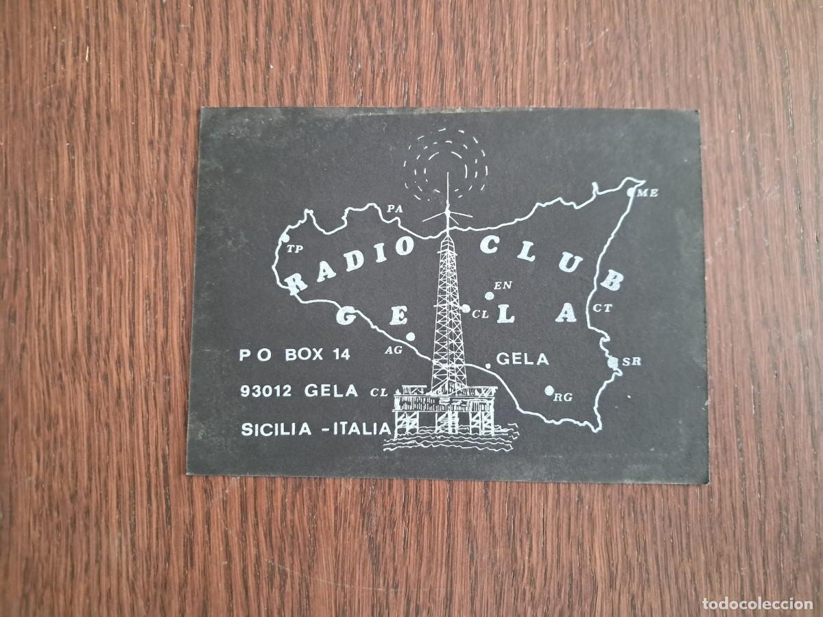 Radios Anciennes: tarjeta postal QSL radioaficionados, radio club Gela, Sicilia, Italia, a&ntilde;o 1975.