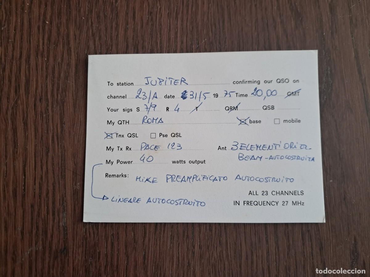 Radios Anciennes: tarjeta postal QSL radioaficionados, Victor tango 6, Roma, Italia, a&ntilde;o 1975.