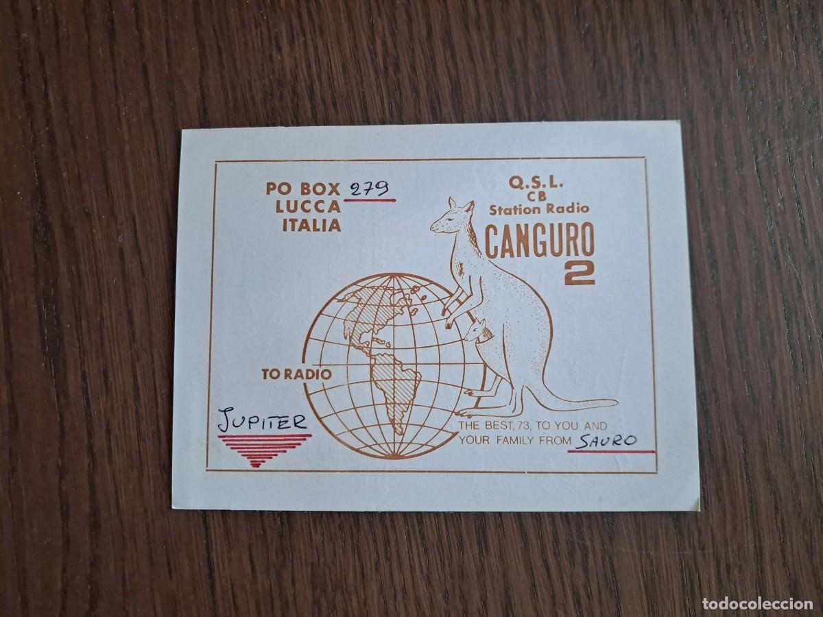 Radios antiguas: tarjeta postal QSL radioaficionados, station radio Canguro-2, Lucca, Italia, a&ntilde;o 1974.