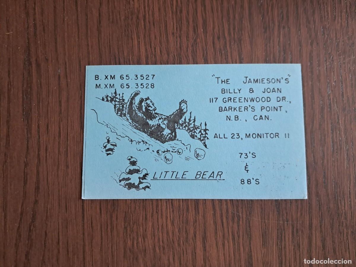 Radios antiguas: tarjeta postal QSL radioaficionados, Little bear, the Jamieson's, Barkers Point, Canada, a&ntilde;os 70