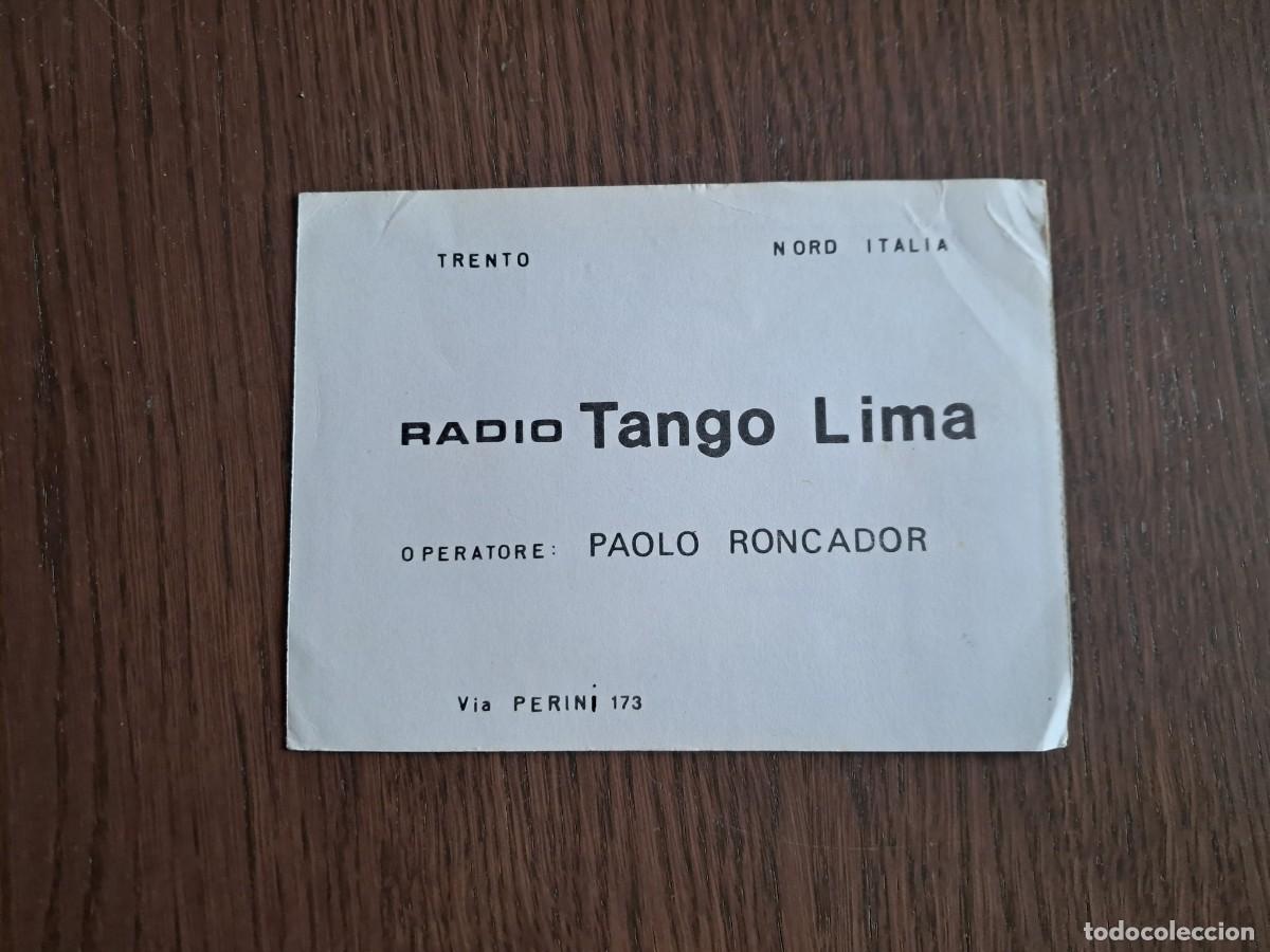 Radios antiguas: tarjeta postal QSL radioaficionados, radio tango Lima, Trento, Italia, a&ntilde;o 1974.