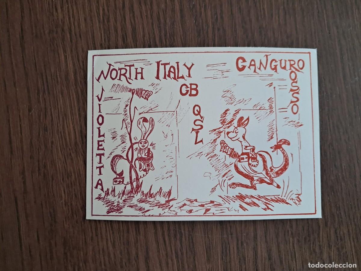 Radios Anciennes: tarjeta postal QSL radioaficionados, Canguro Rosso, Violeta, Italia, a&ntilde;o 1974.