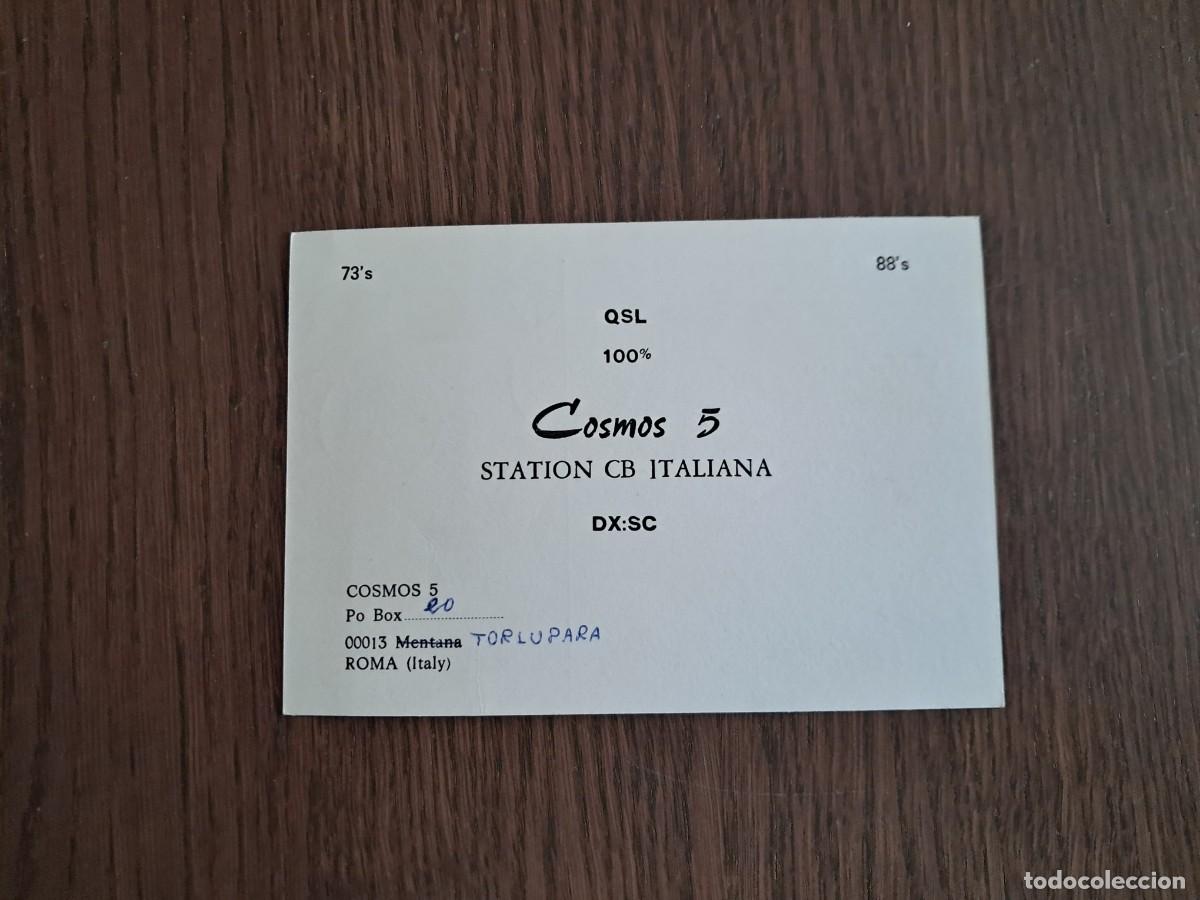 Radios Anciennes: tarjeta postal QSL radioaficionados, station CB italiana Cosmos 5, Italia, a&ntilde;o 1974.