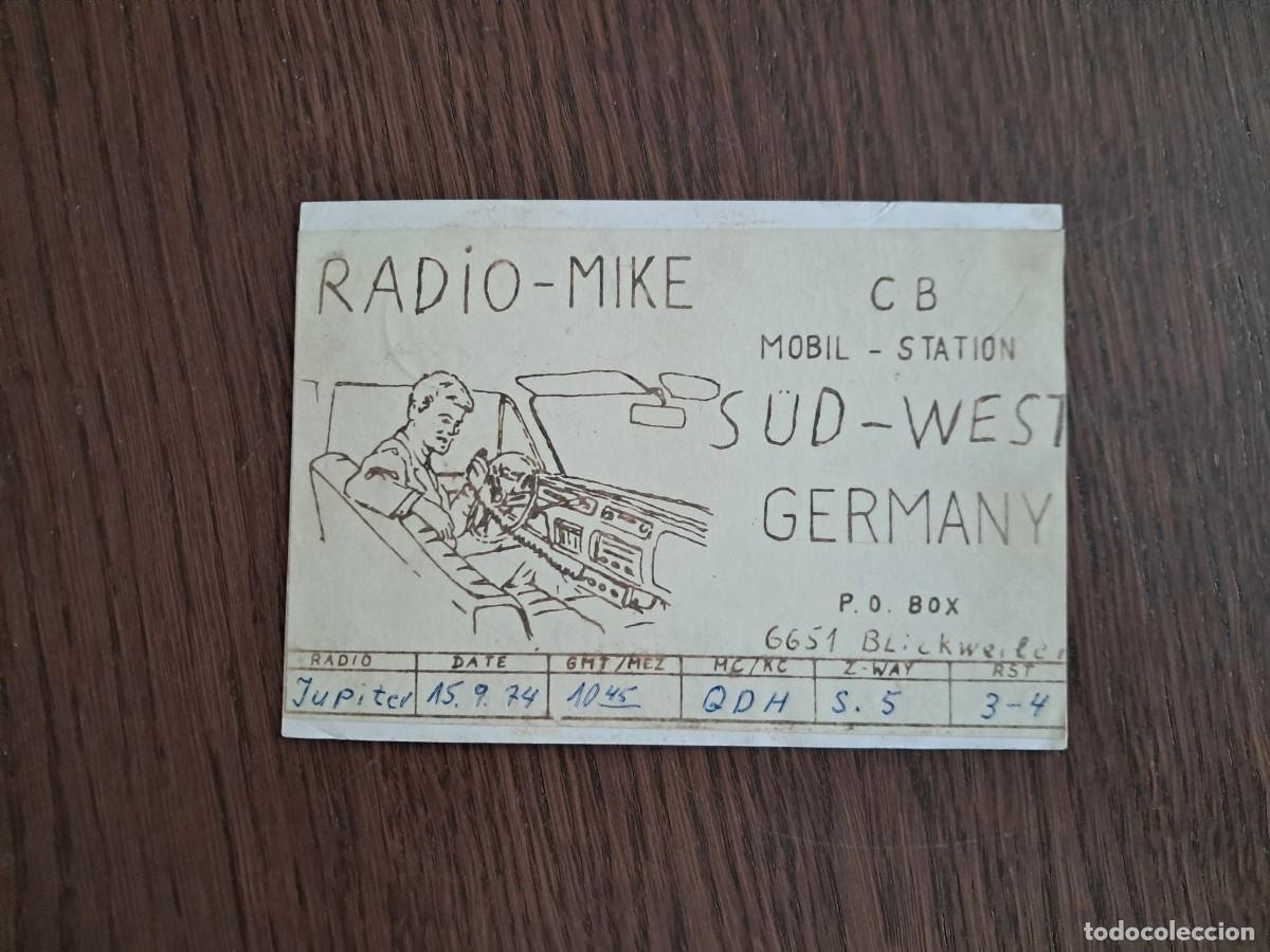 Radios Anciennes: tarjeta postal QSL radioaficionados, radio Mike, Alemania, a&ntilde;o 1974.