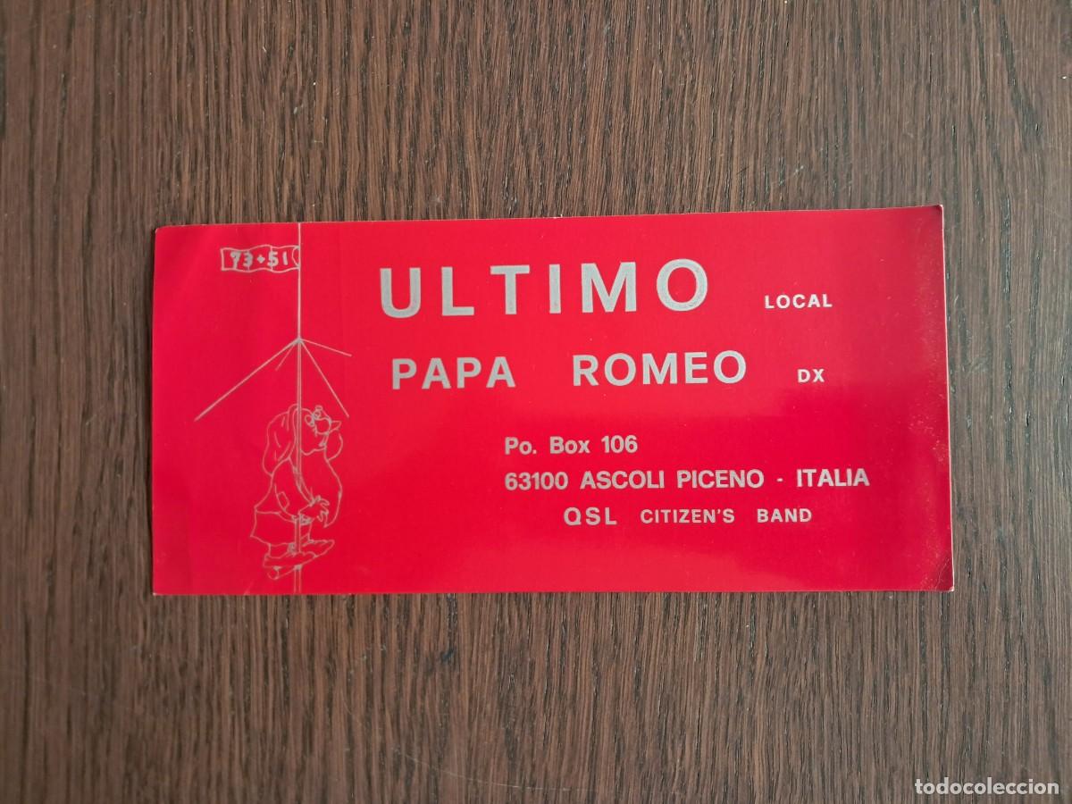 Radios Anciennes: tarjeta postal QSL radioaficionados, &uacute;ltimo Papa Romeo, Italia, a&ntilde;o 1974.