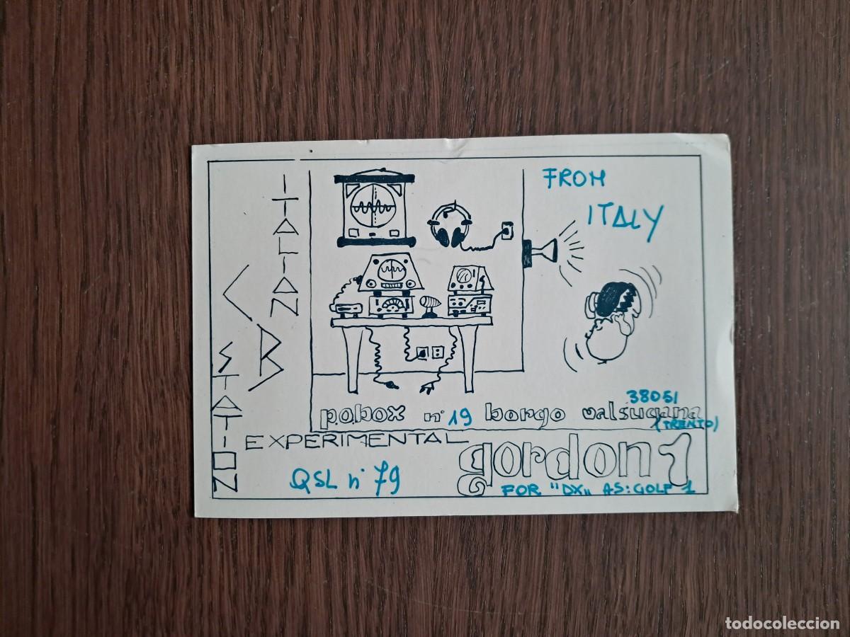 Radios Anciennes: tarjeta postal QSL radioaficionados, italian CB station, Gordon 1, Italia, a&ntilde;o 1975.