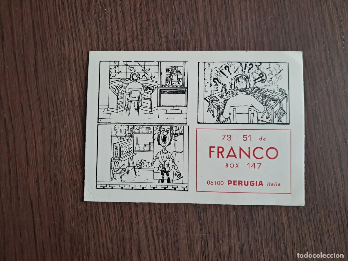 Radios Anciennes: tarjeta postal QSL radioaficionados, Franco, Peruggia, Italia, a&ntilde;os 70.