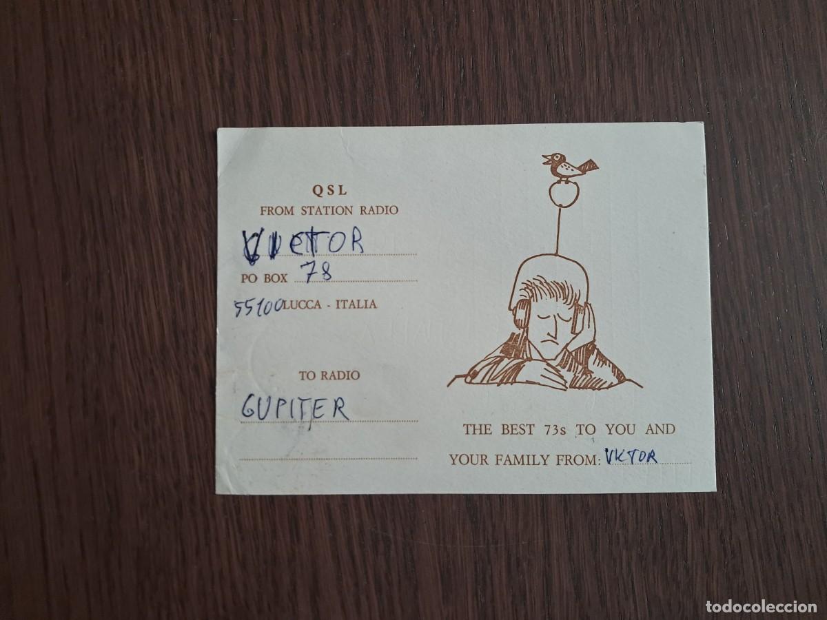 Radios Anciennes: tarjeta postal QSL radioaficionados, station radio Victor, Lucca, Italia, a&ntilde;os 70.