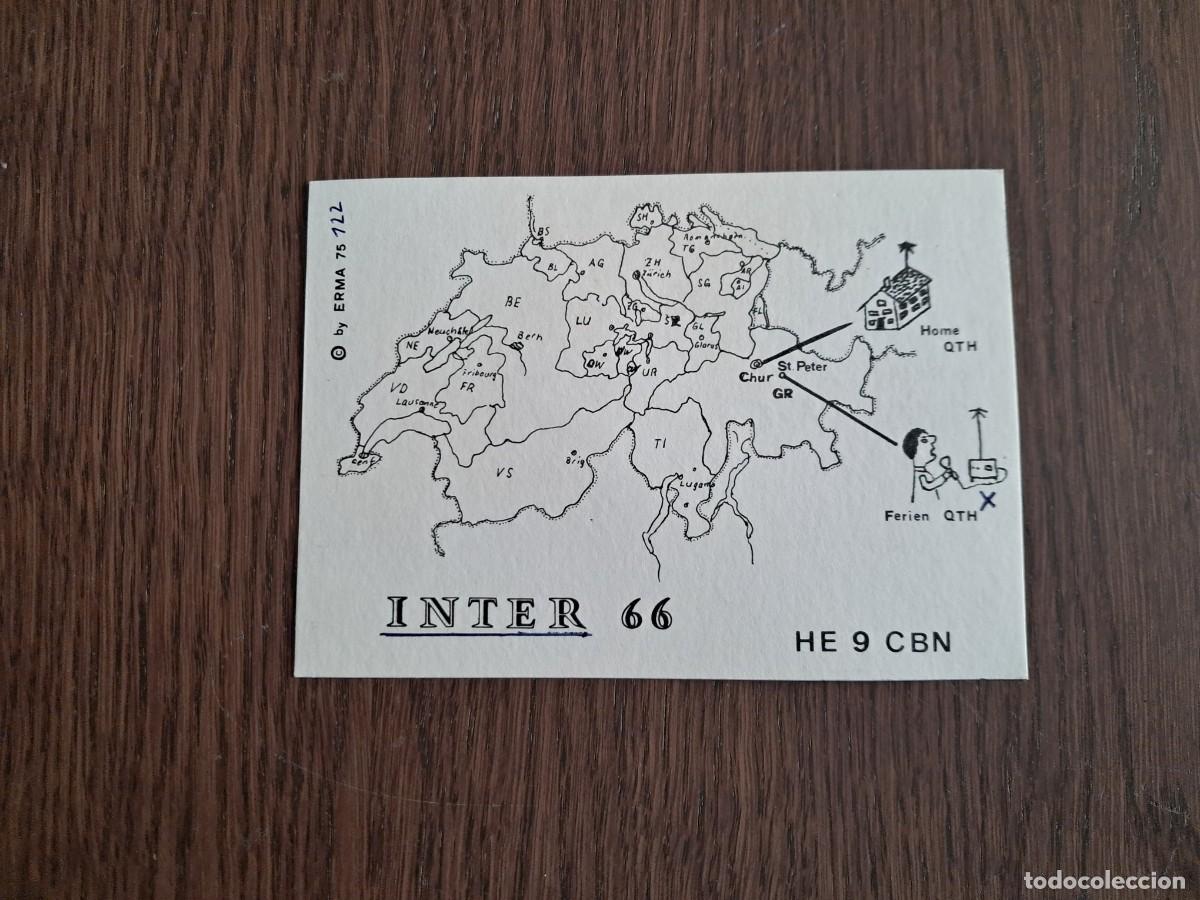 R&aacute;dios antigos: tarjeta postal QSL radioaficionados, Inter 66, Chur, Suiza, a&ntilde;o 1975.