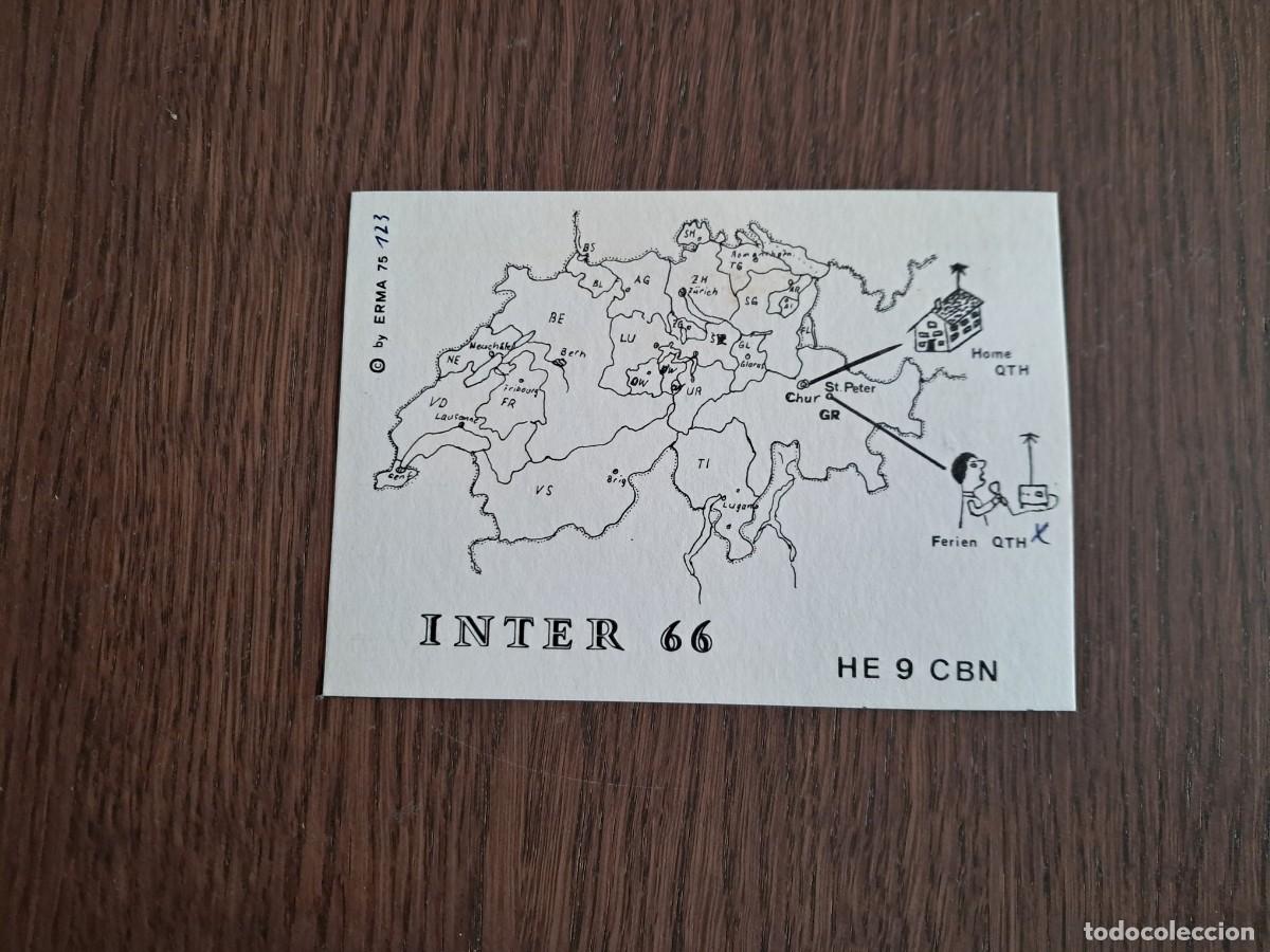 R&aacute;dios antigos: tarjeta postal QSL radioaficionados, Inter 66, Chur, Suiza, a&ntilde;o 1975.