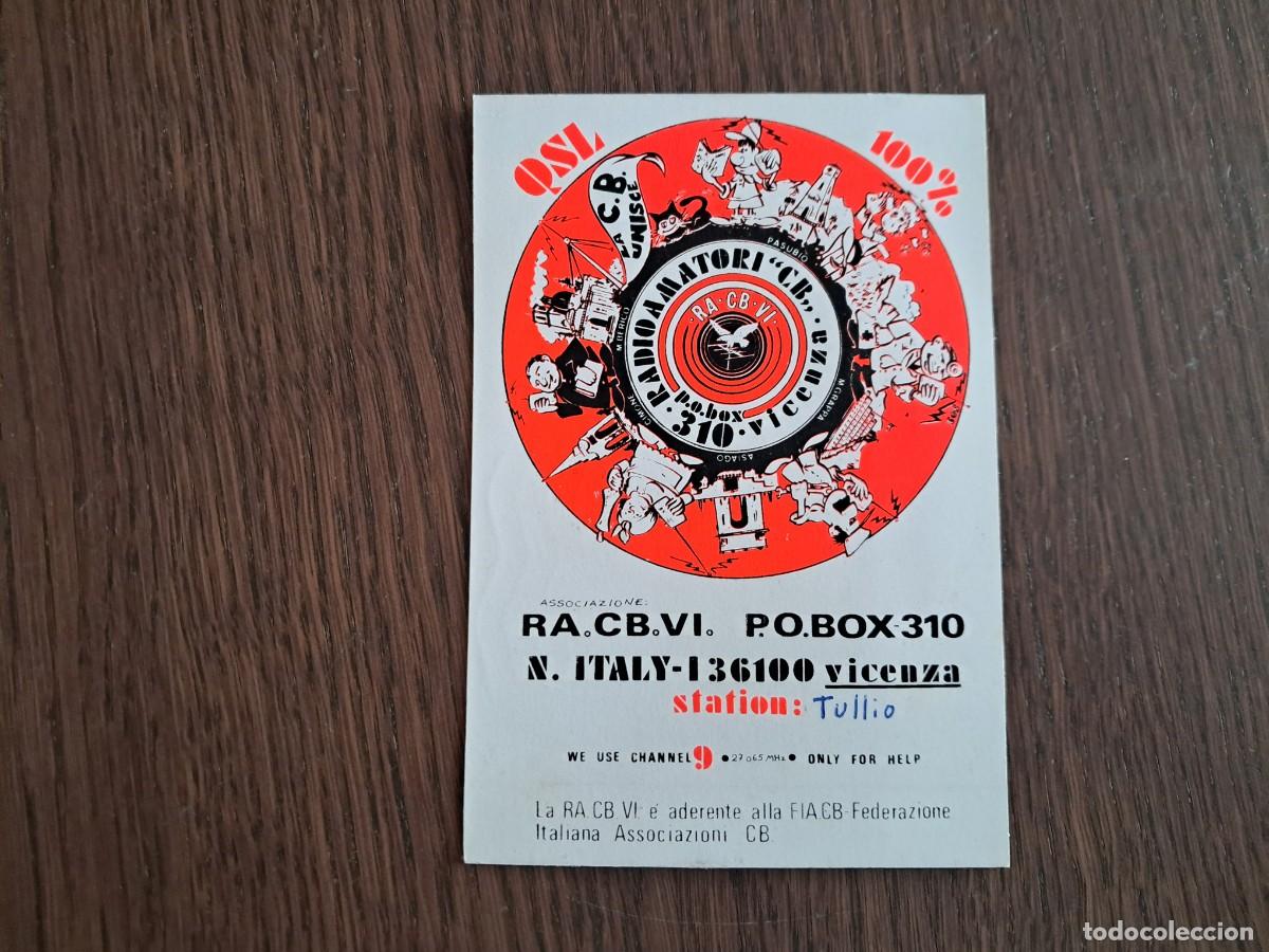 Radios antiguas: tarjeta postal QSL radioaficionados, Radio Amatori CB, Vicenza, Italia, a&ntilde;o 1974.