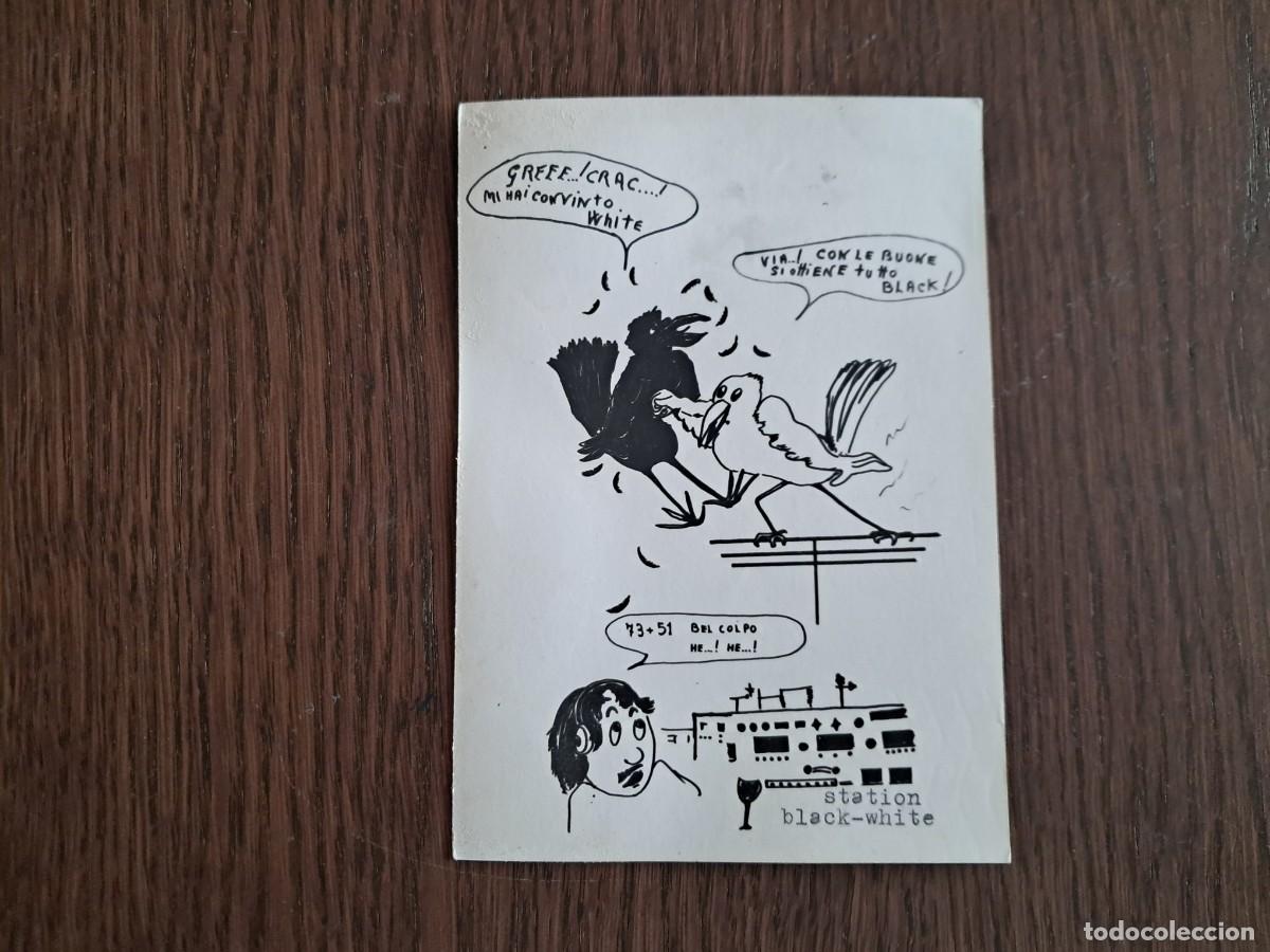 Radios antiguas: tarjeta postal QSL radioaficionados, station black-white, Italia, a&ntilde;o 1974.