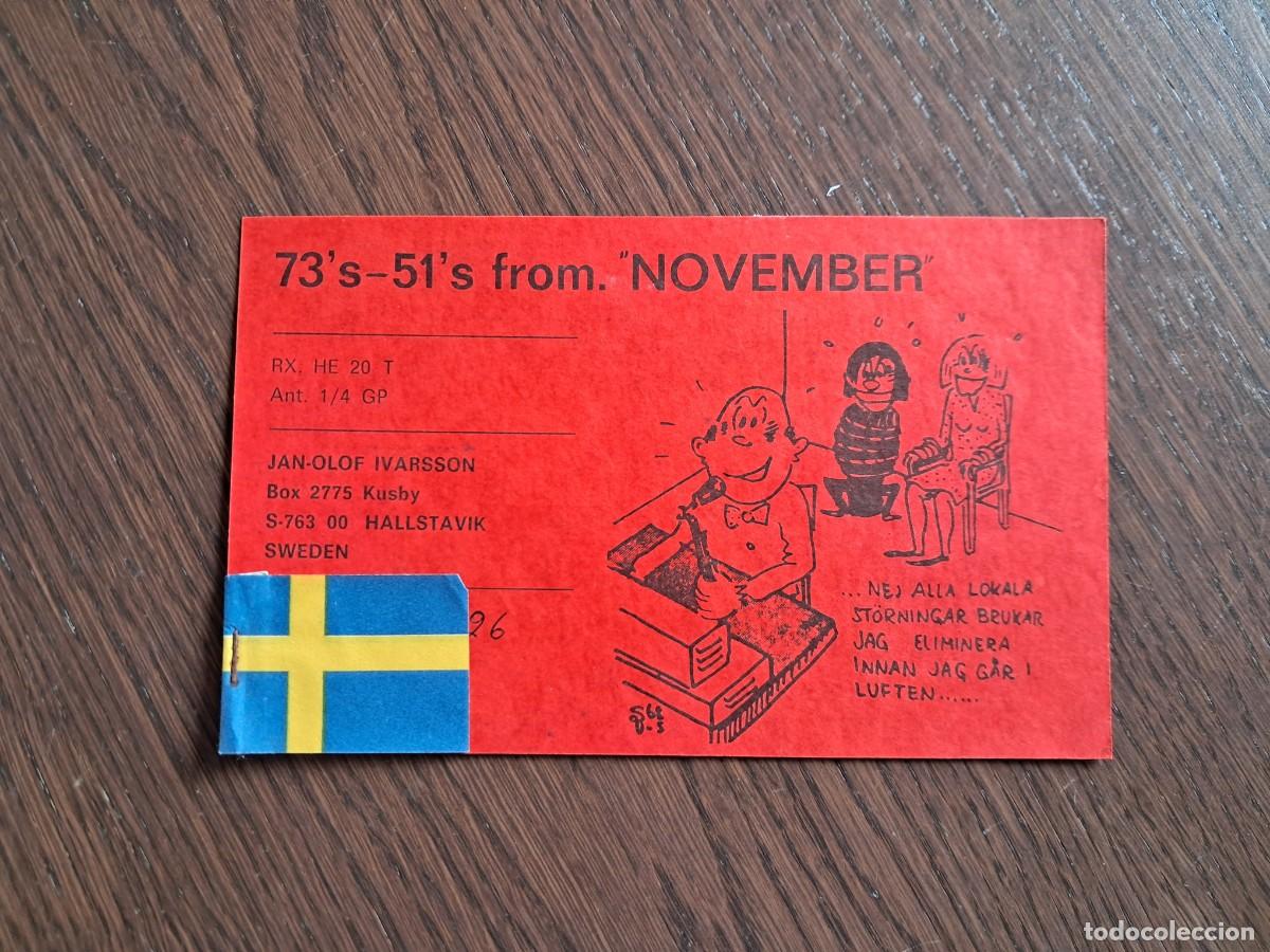 Radios antiguas: tarjeta postal QSL radioaficionados, November, Suecia, a&ntilde;o 1974.
