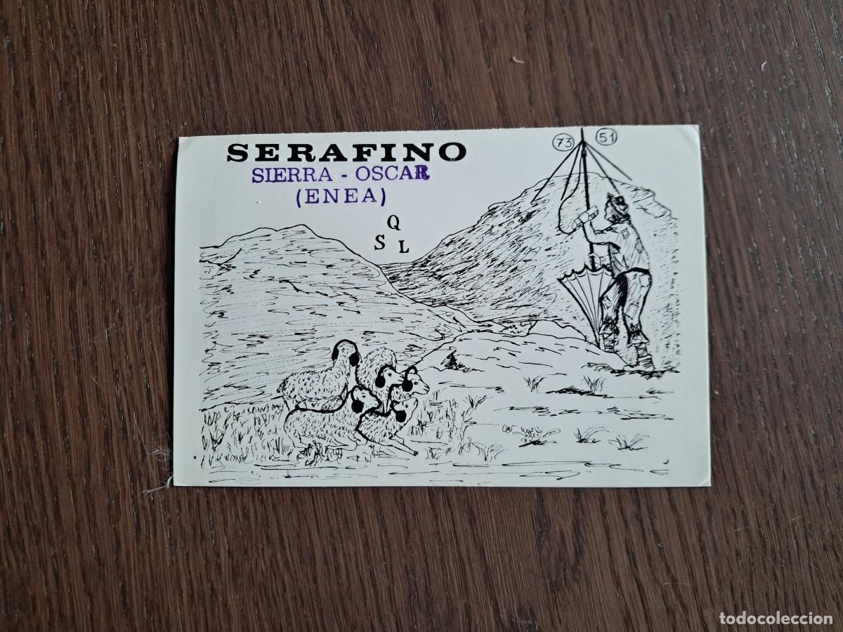 Radios antiguas: tarjeta postal QSL radioaficionados, Serafino, Sierra-Oscar, Enea, Roma, Italia a&ntilde;o 1974.