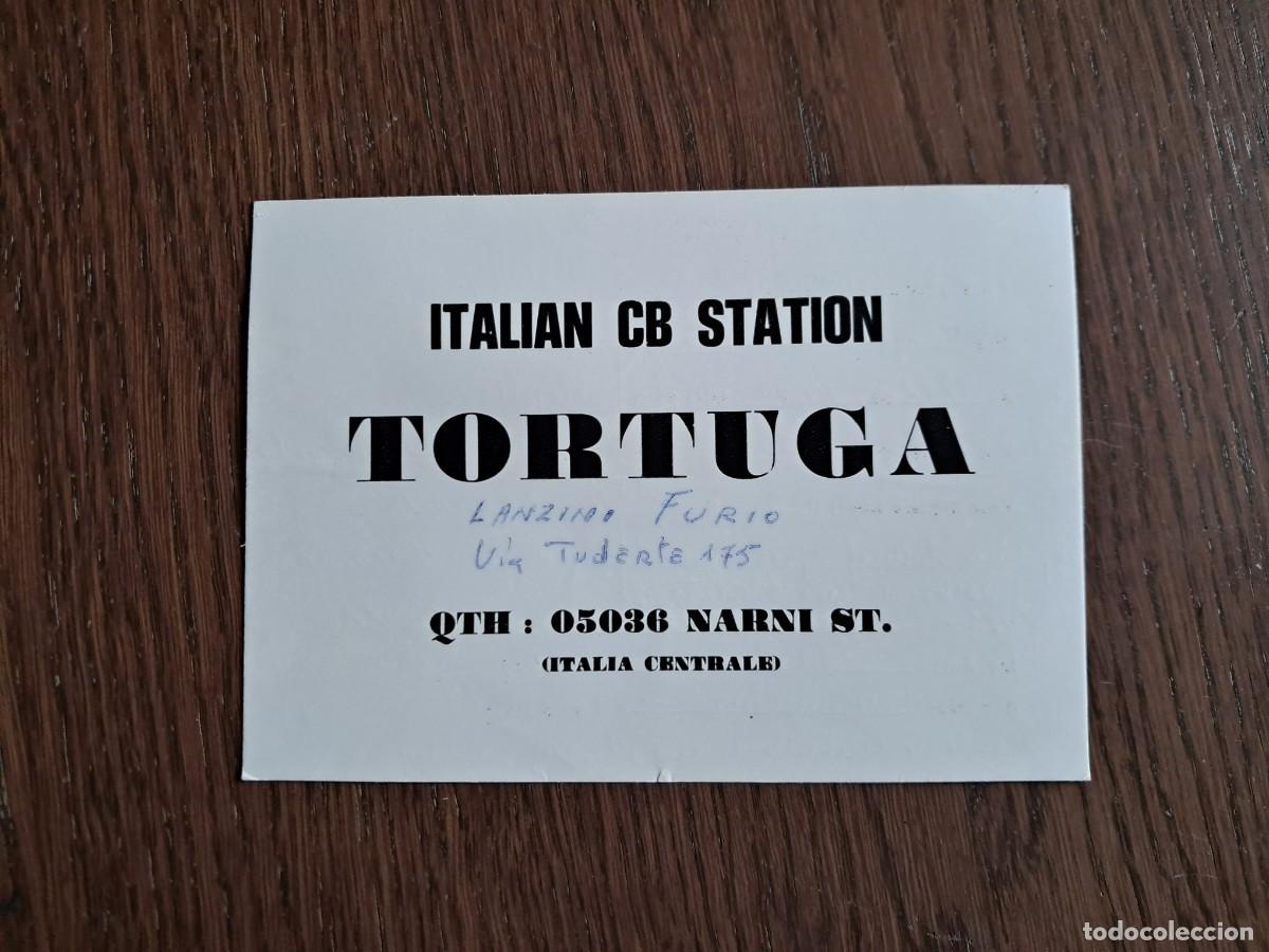 Radios antiguas: tarjeta postal QSL radioaficionados, Italian CB station Tortuga, Narni, Italia, a&ntilde;o 1974.