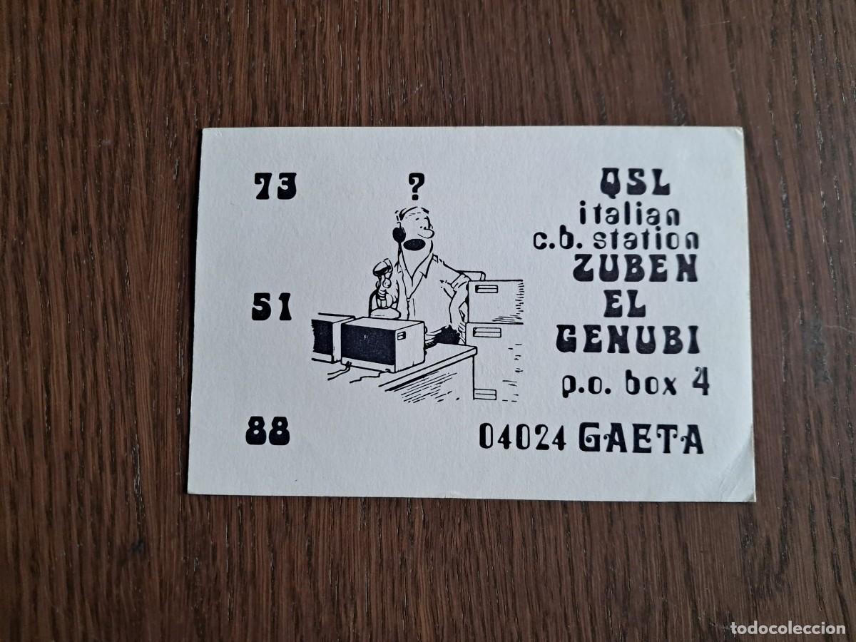 Radios antiguas: tarjeta postal QSL radioaficionados, Italian CB station Zuben El Genubi, Gaeta, Italia, a&ntilde;o 1974.