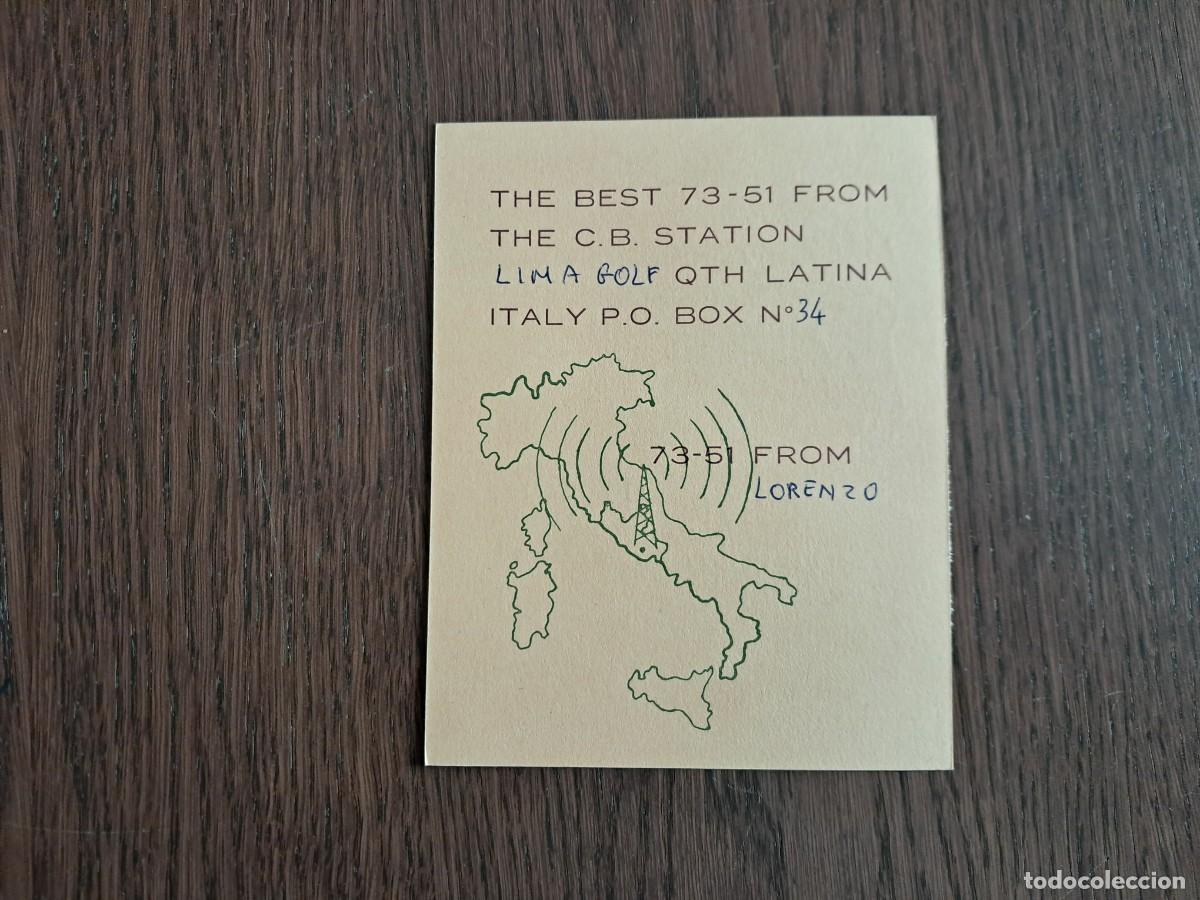 Alte Radios: tarjeta postal QSL radioaficionados, CB station Lima golf, Italia, a&ntilde;o 1974.