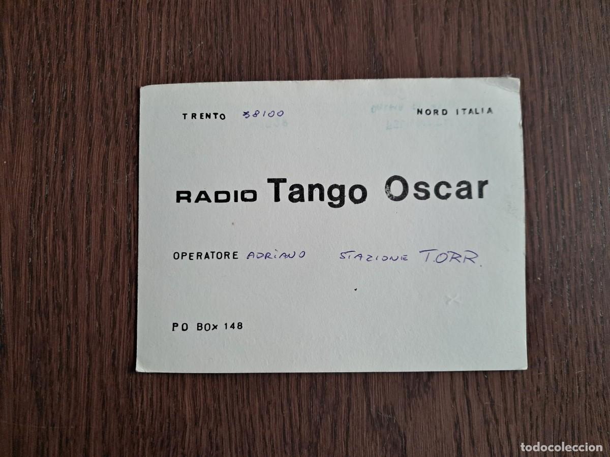 Alte Radios: tarjeta postal QSL radioaficionados, radio tango Oscar, Trento, Italia, a&ntilde;o 1974.