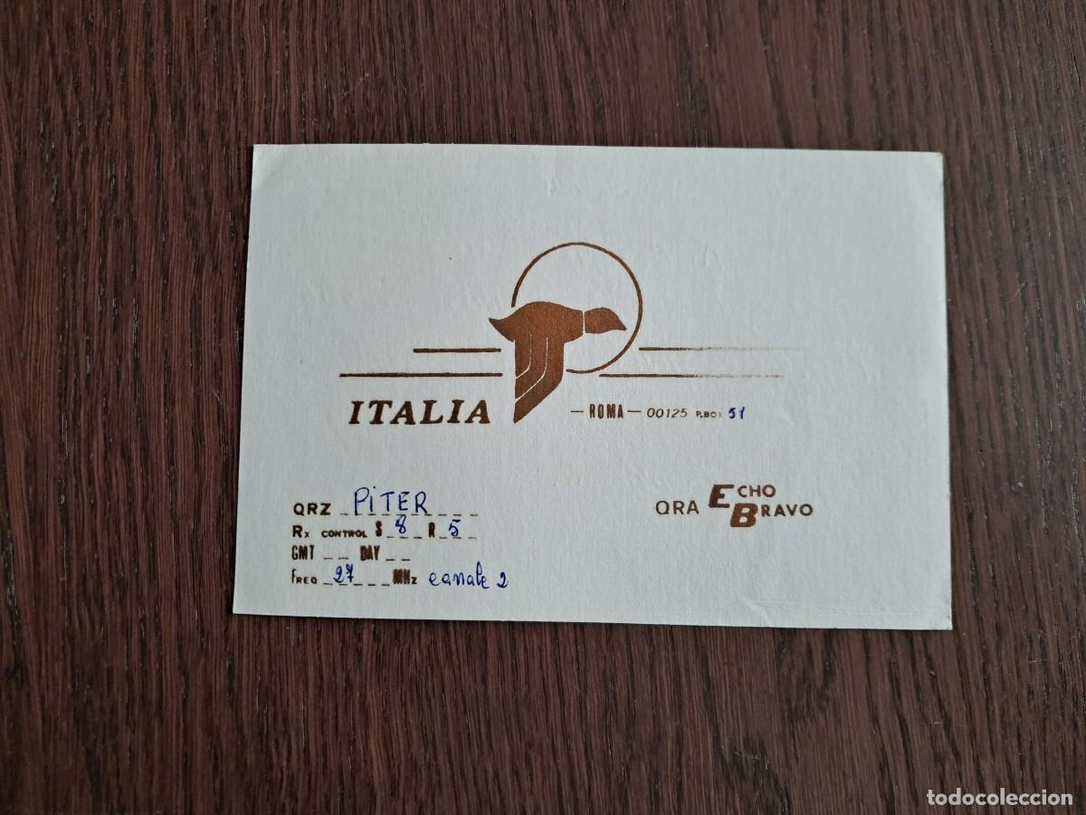 Alte Radios: tarjeta postal QSL radioaficionados, Echo bravo, Roma, Italia, a&ntilde;os 70.