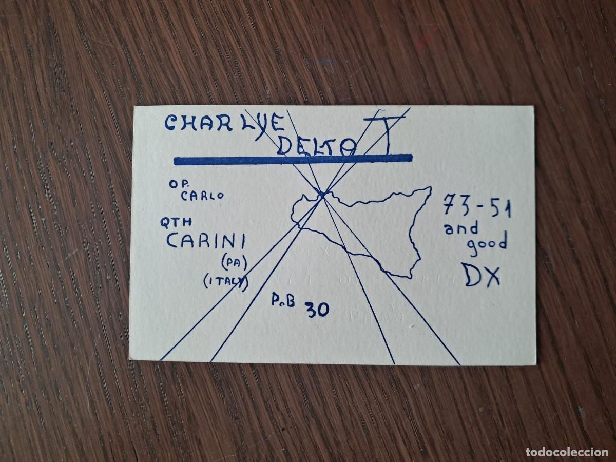 Radios antiguas: tarjeta postal QSL radioaficionados, Charlie delta T, Italia, a&ntilde;o 1974.