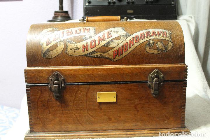 Fon&oacute;grafos y grabadoras de v&aacute;lvulas: Edison Home Phonograh FUNCIONANDO - Foto 24