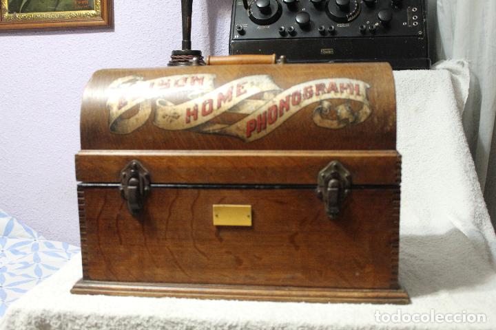 Fon&oacute;grafos y grabadoras de v&aacute;lvulas: Edison Home Phonograh FUNCIONANDO - Foto 25