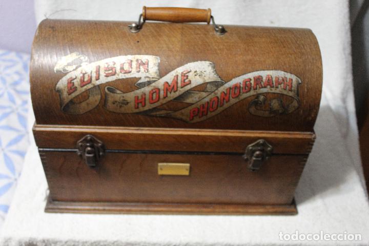 Fon&oacute;grafos y grabadoras de v&aacute;lvulas: Edison Home Phonograh FUNCIONANDO - Foto 26