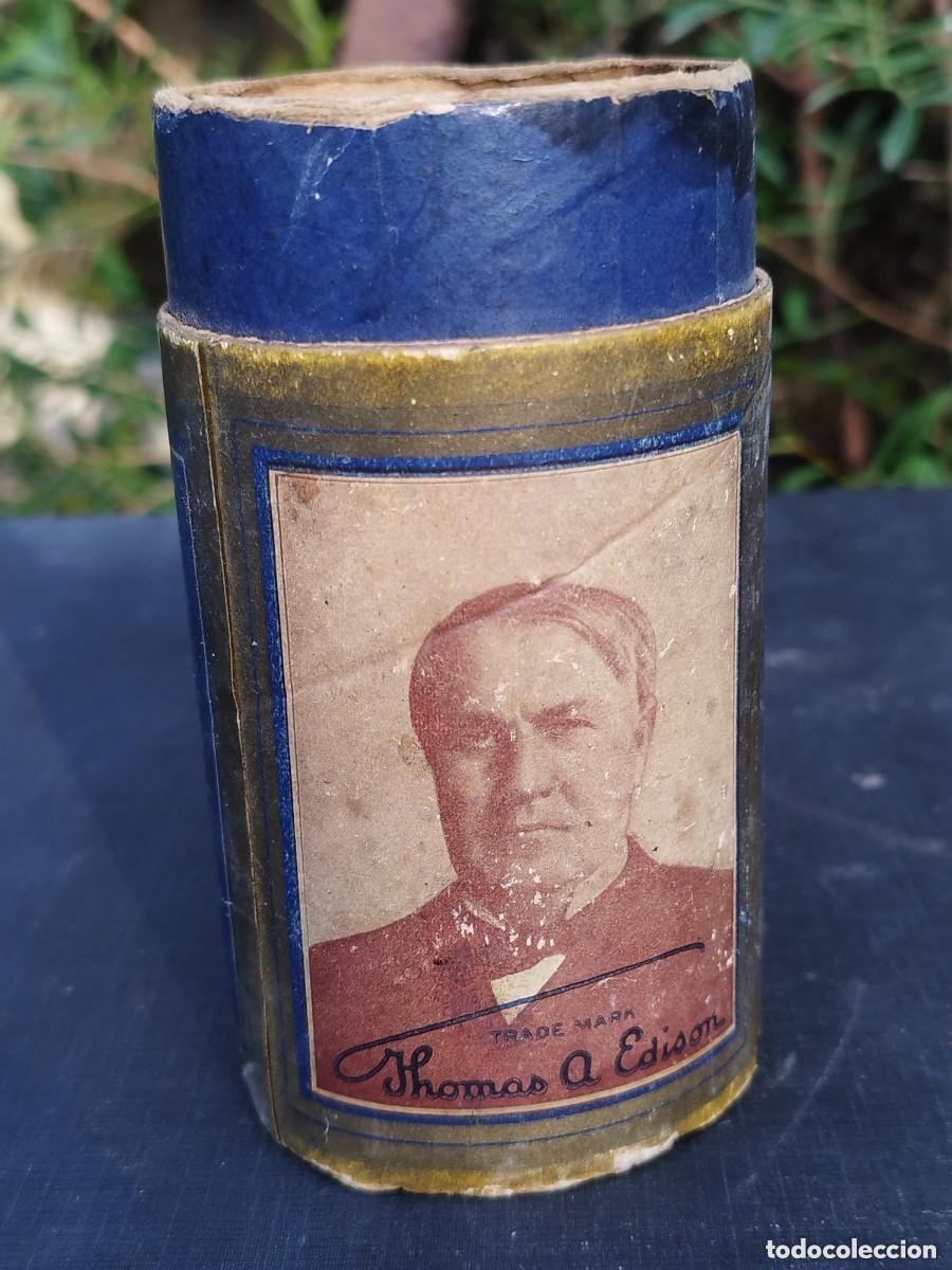 Fon&oacute;grafos e gravadores de v&aacute;lvulas: Cilindro Grabado Fon&oacute;grafo EDISON BLUE AMBEROL RECORD aprox. 1912