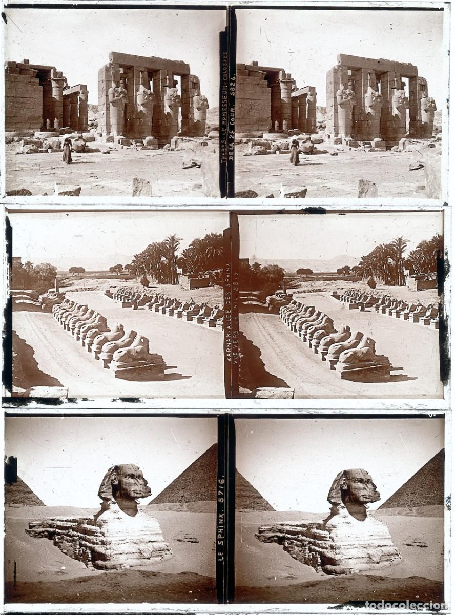Fon&oacute;grafos e gravadores de v&aacute;lvulas: EGIPTO 8 CRISTALES ESTEREOSCOPICOS FORMATO 6 X 13 cm.