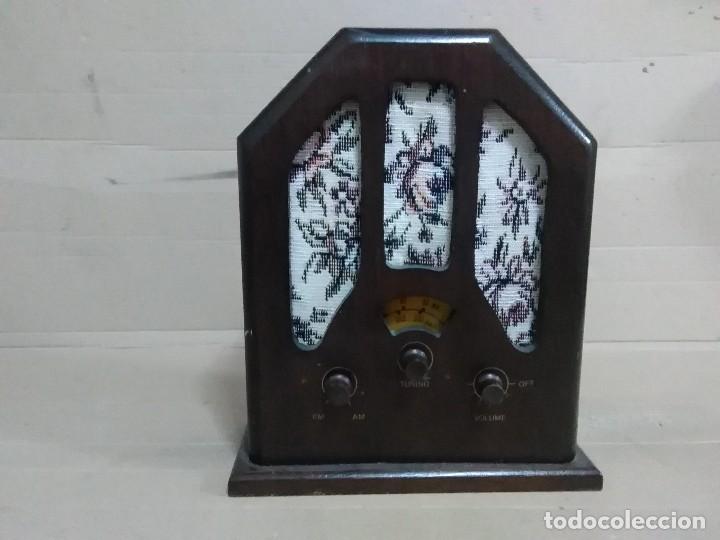 Radios de galena: Radio s&iacute;mil antiguo funcionando 17x14x7 - Foto 2