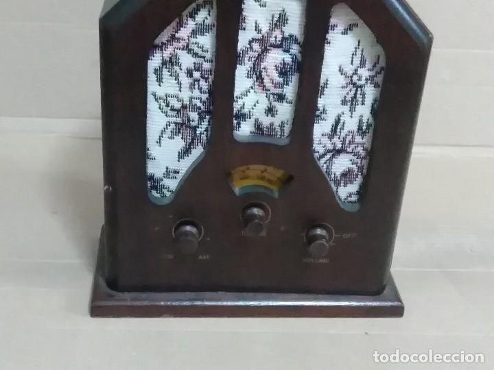 Radios de galena: Radio s&iacute;mil antiguo funcionando 17x14x7 - Foto 4