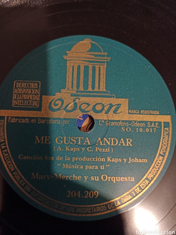 Gram&oacute;fonos y gramolas: OdeonEl chico del trombon(M. Jaffe y A. Kaps)Disco pizarra - Foto 2