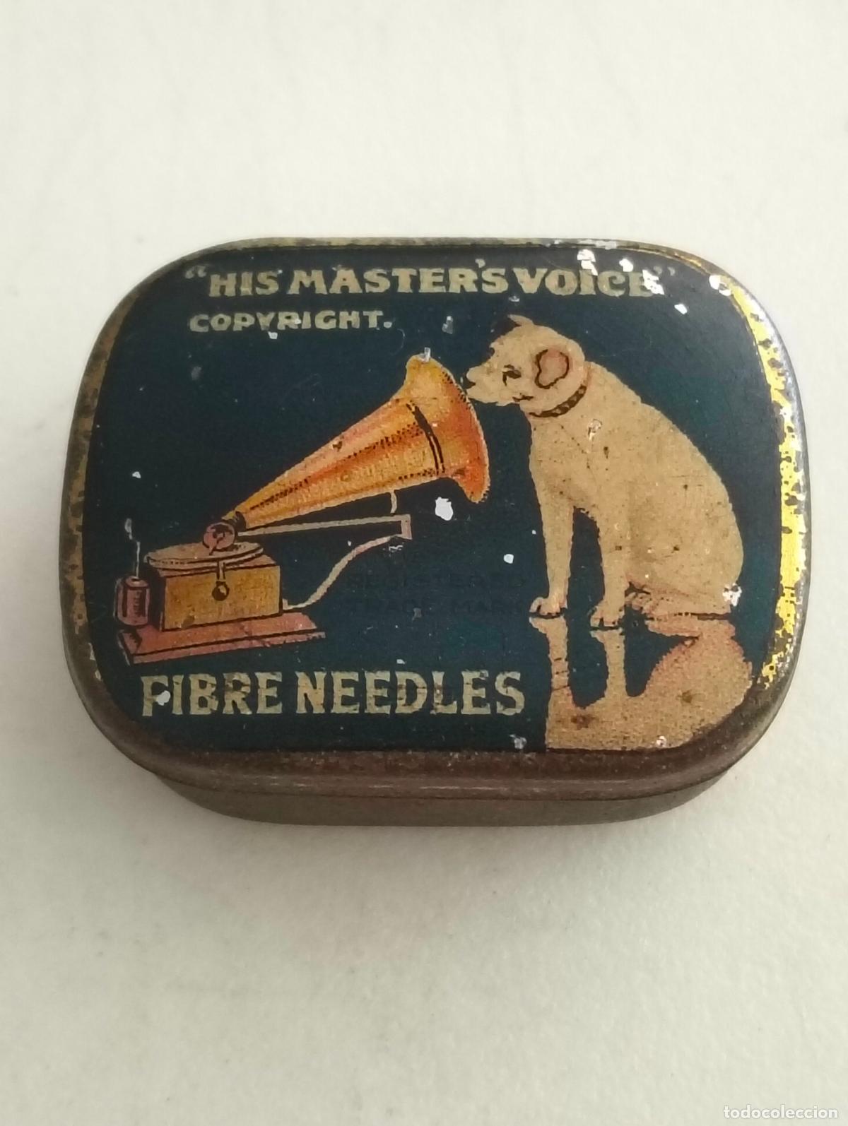 Gram&oacute;fonos y gramolas: ANTIGUA CAJA DE AGUJAS HIS MASTERS VOICE - FIBRE NEEDLES