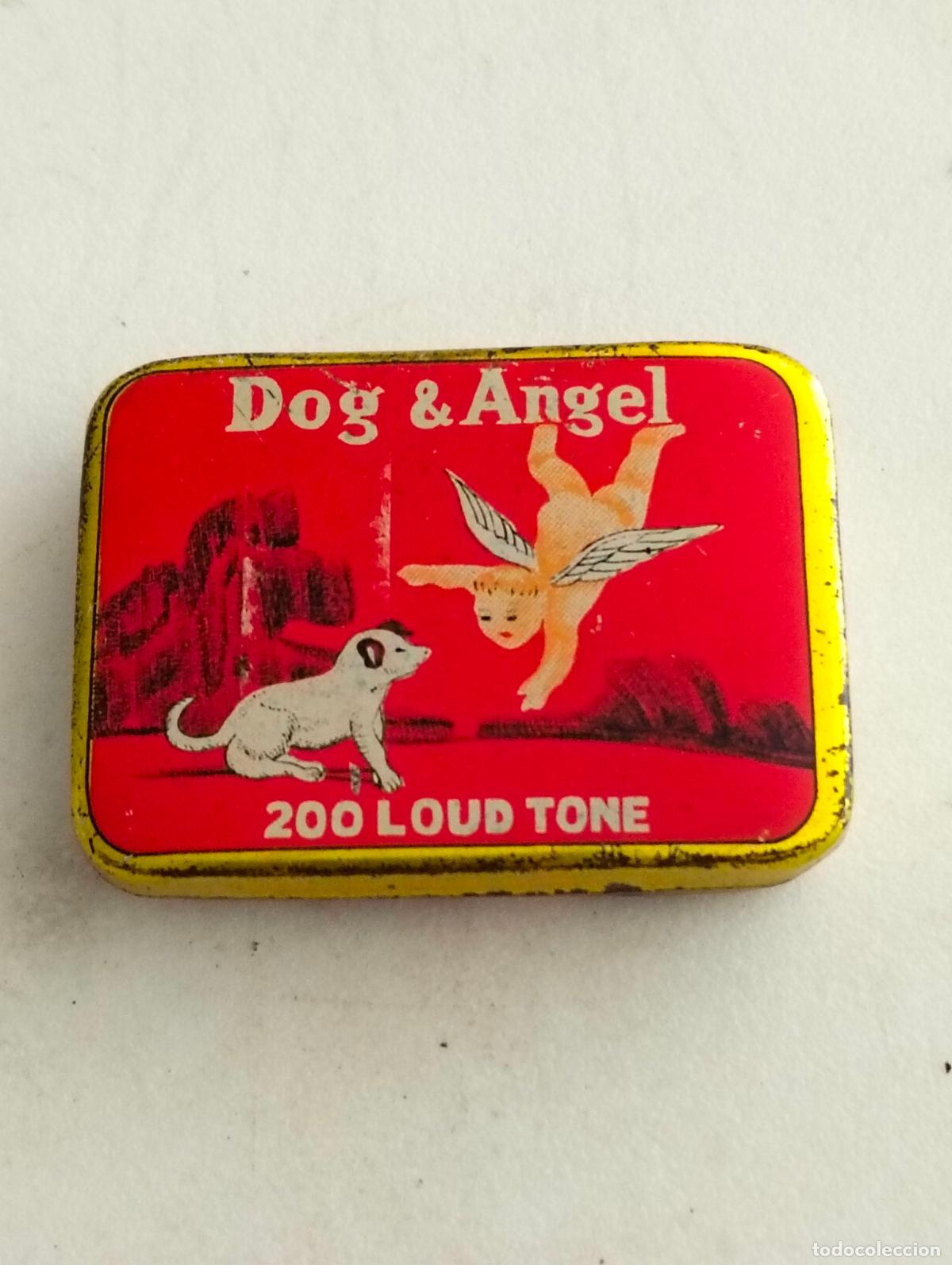 Gram&oacute;fonos y gramolas: ANTIGUA CAJA DE AGUJAS GRAMOFONO, DOG & ANGEL - LOUD TONE, LITOGRAFIA ANGEL Y PERRO, CAJA VACIA