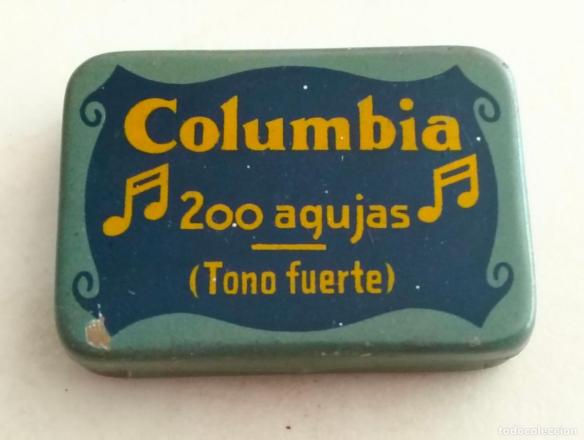 Gram&oacute;fonos y gramolas: ANTIGUA CAJA DE AGUJAS GRAMOFONO, COLUMBIA - TONO FUERTE, MEDIDAS 48 X 35 X 15 MM