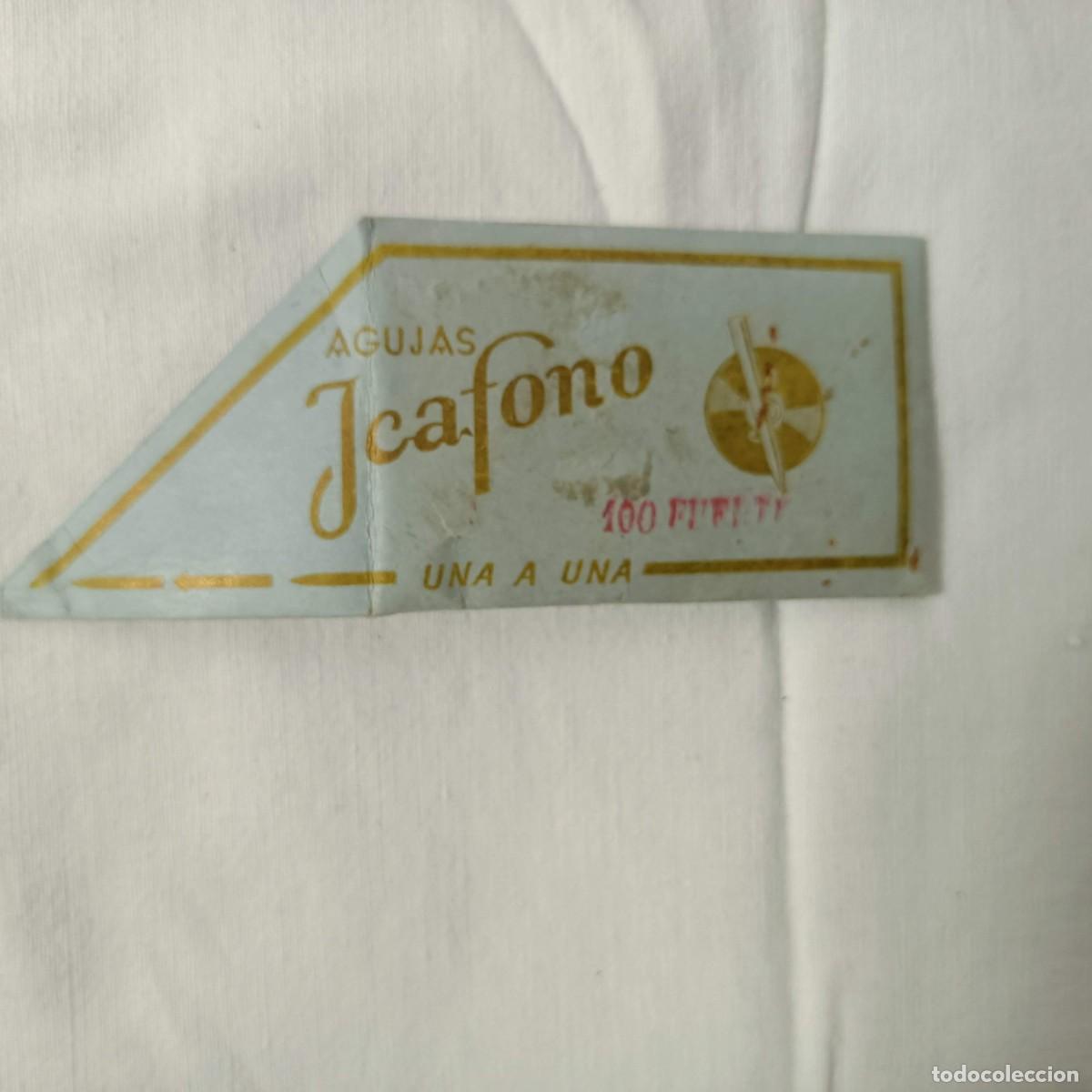 Gram&oacute;fonos y gramolas: Sobre con 10 (?) agujas para gram&oacute;fono, marca Jeafono.